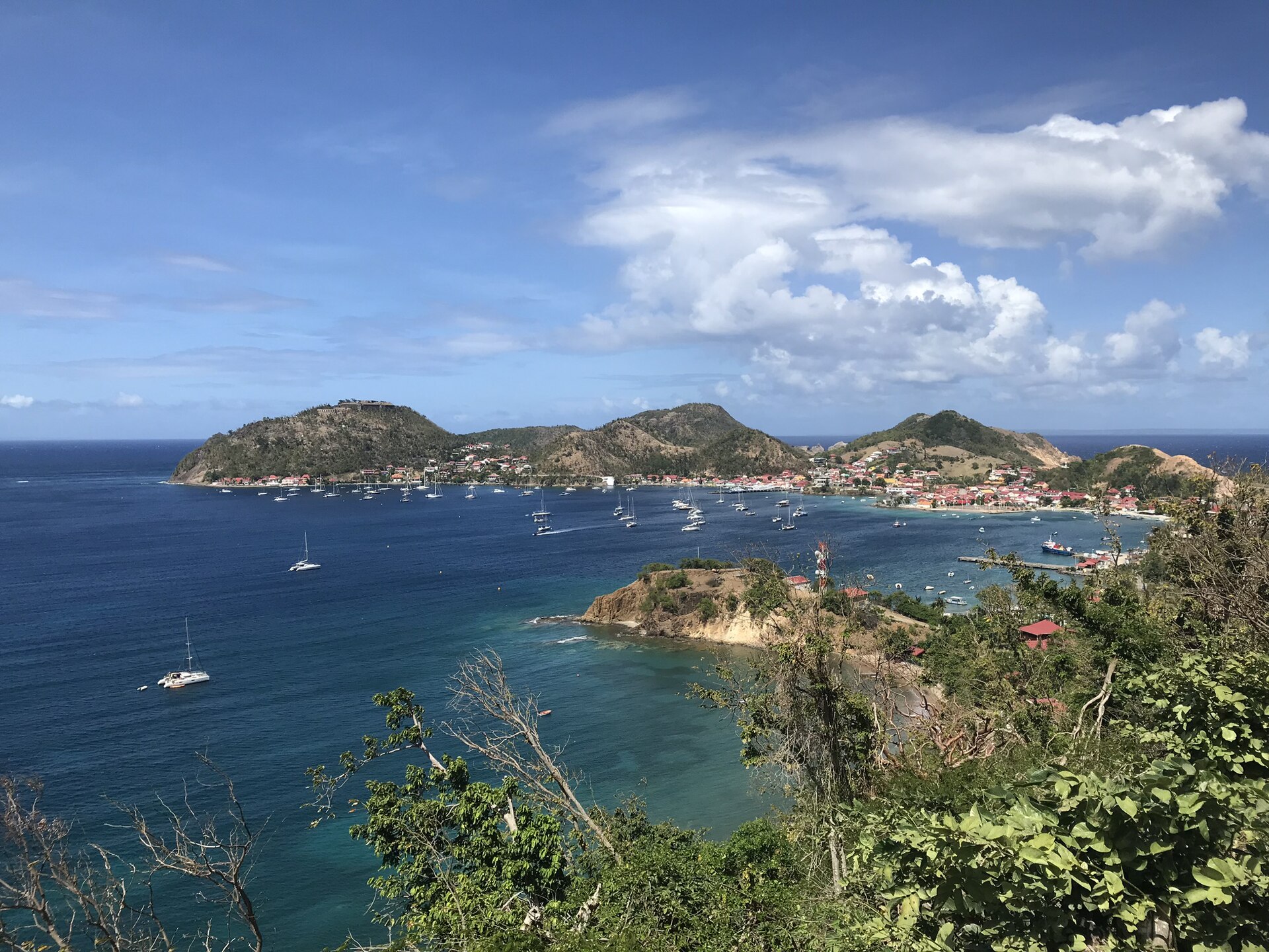 The turquoise bay and hillside village of Les Saintes, Guadeloupe
